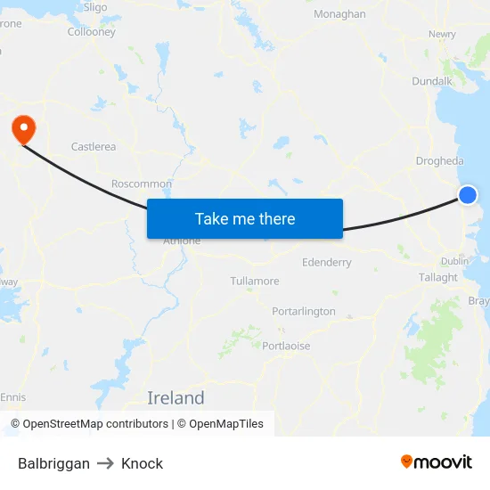 Balbriggan to Knock map