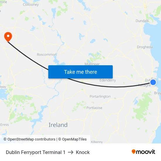 Dublin Ferryport Terminal 1 to Knock map