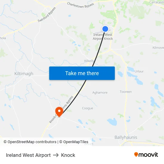 Ireland West Airport to Knock map