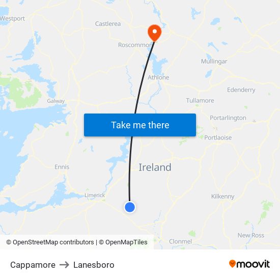 Cappamore to Lanesboro map