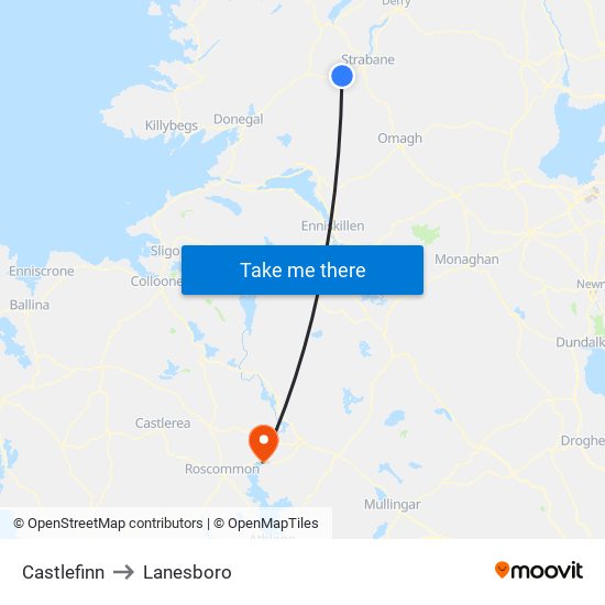 Castlefinn to Lanesboro map