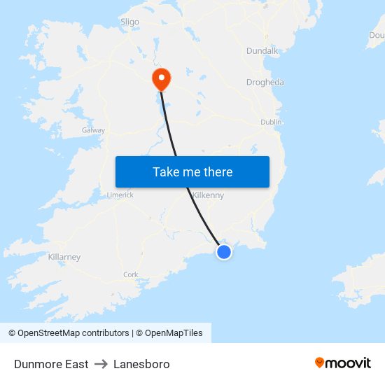 Dunmore East to Lanesboro map