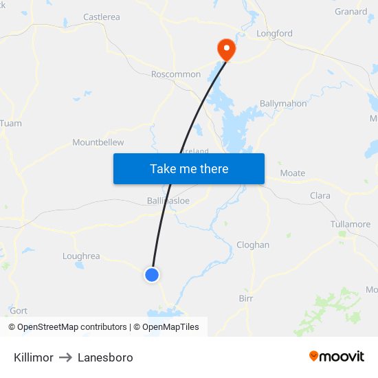 Killimor to Lanesboro map
