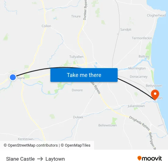 Slane Castle to Laytown map