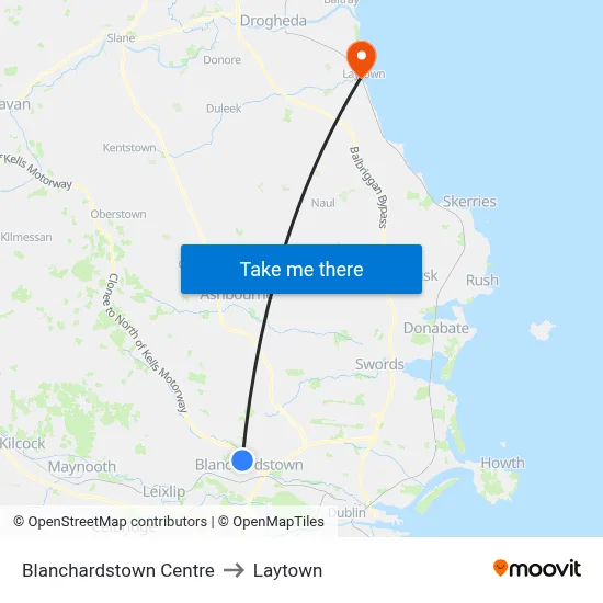Blanchardstown Centre to Laytown map