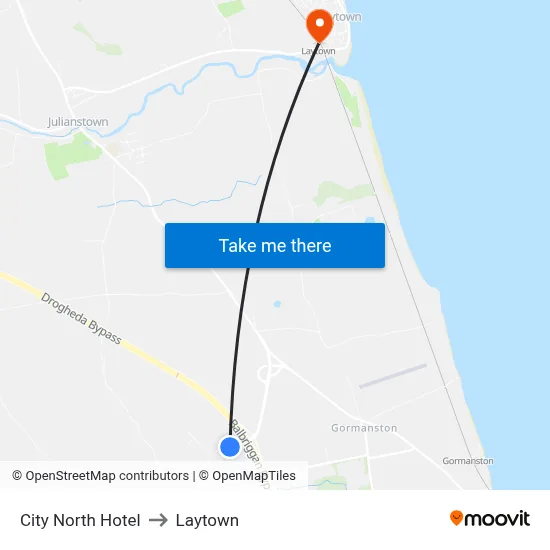 City North Hotel to Laytown map
