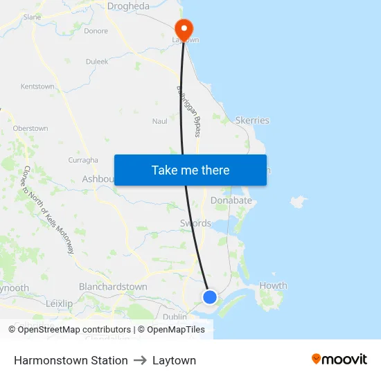 Harmonstown Station to Laytown map