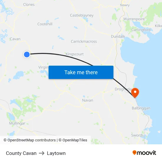 County Cavan to Laytown map