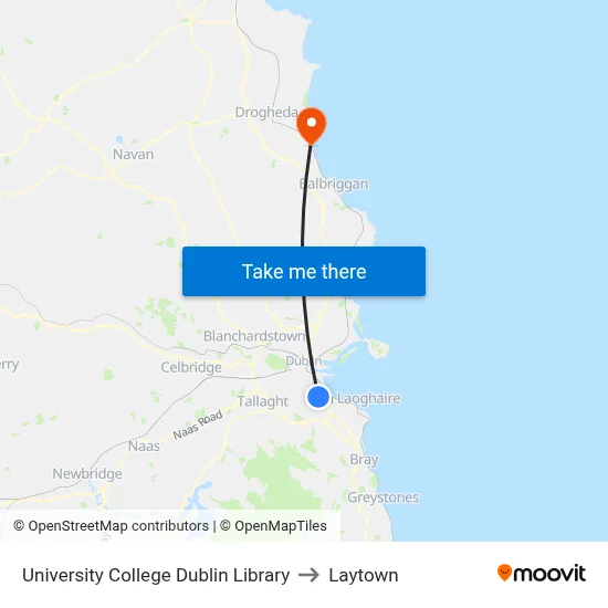 University College Dublin Library to Laytown map
