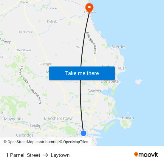 1 Parnell Street to Laytown map