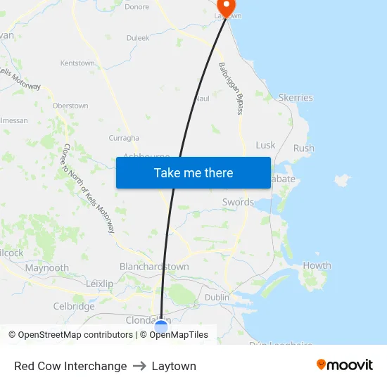 Red Cow Interchange to Laytown map