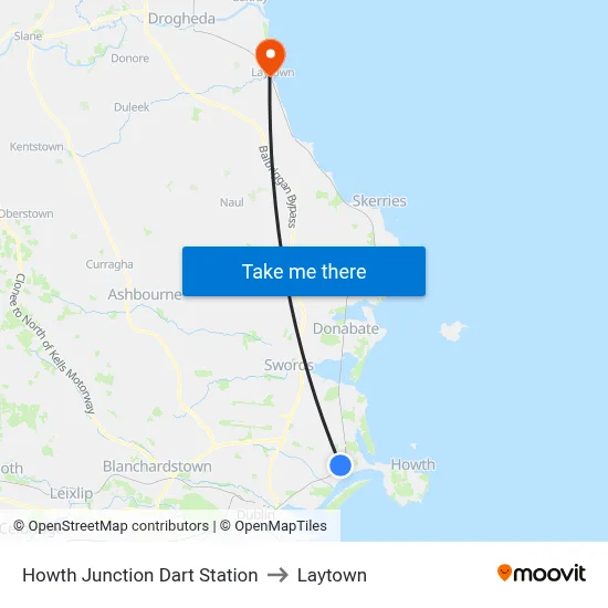 Howth Junction Dart Station to Laytown map