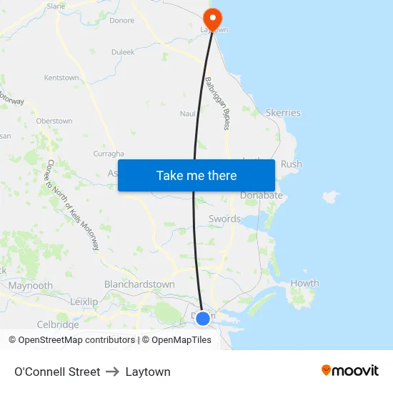 O'Connell Street to Laytown map