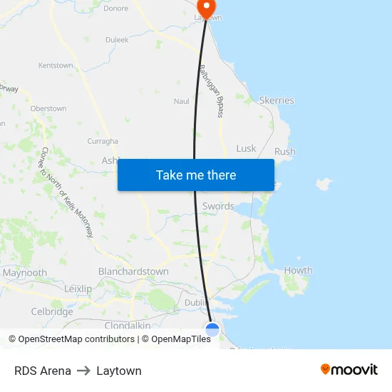 RDS Arena to Laytown map