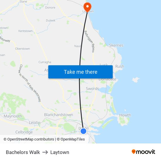Bachelors Walk to Laytown map
