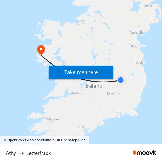 Athy to Letterfrack map