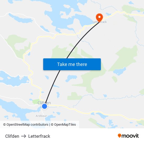 Clifden to Letterfrack map