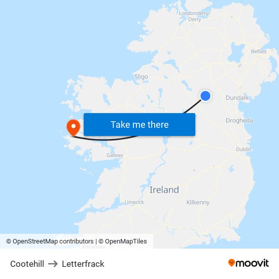 Cootehill to Letterfrack map