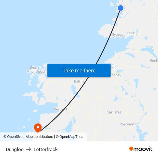 Dungloe to Letterfrack map