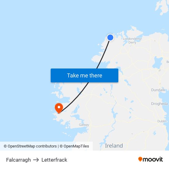 Falcarragh to Letterfrack map