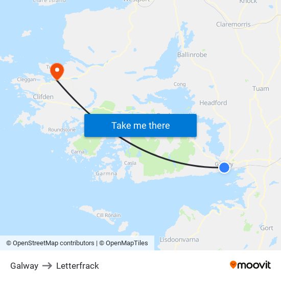 Galway to Letterfrack map