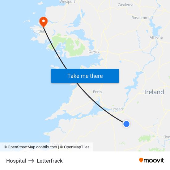 Hospital to Letterfrack map