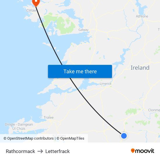 Rathcormack to Letterfrack map