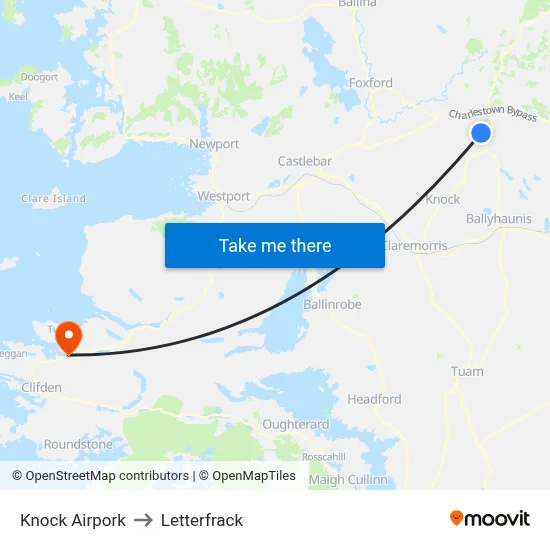 Knock Airpork to Letterfrack map
