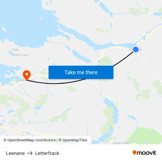 Leenane to Letterfrack map