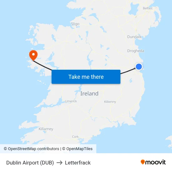 Dublin Airport (DUB) to Letterfrack map