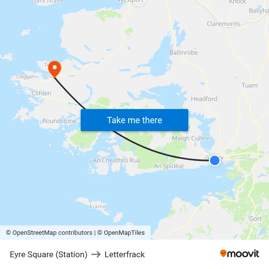 Eyre Square (Station) to Letterfrack map