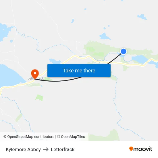 Kylemore Abbey to Letterfrack map