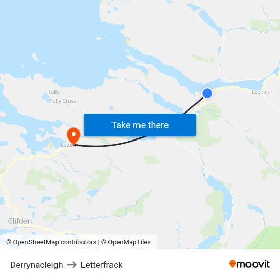 Derrynacleigh to Letterfrack map