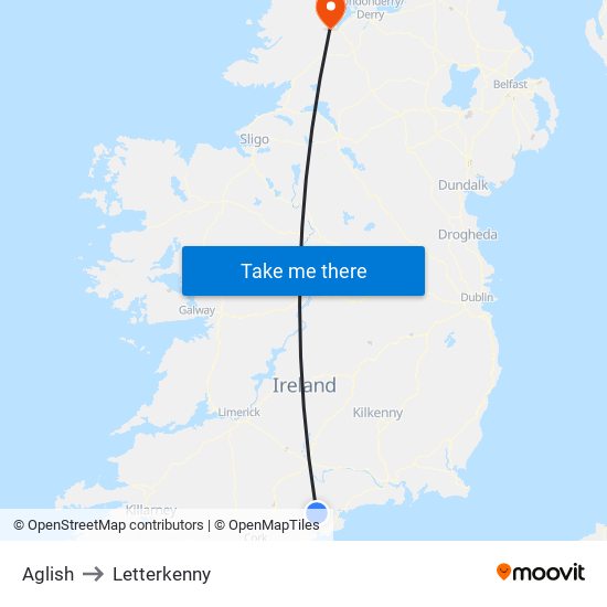 Aglish to Letterkenny map