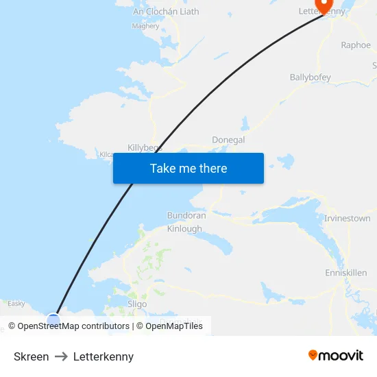 Skreen to Letterkenny map