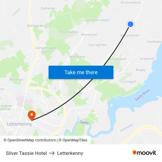 Silver Tassie Hotel to Letterkenny map