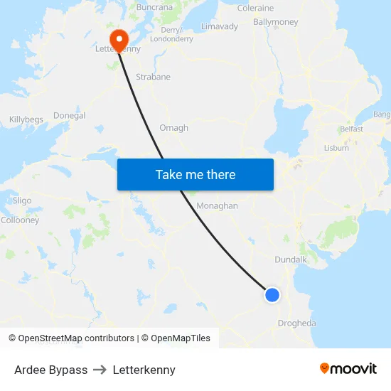Ardee Bypass to Letterkenny map