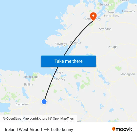 Ireland West Airport to Letterkenny map