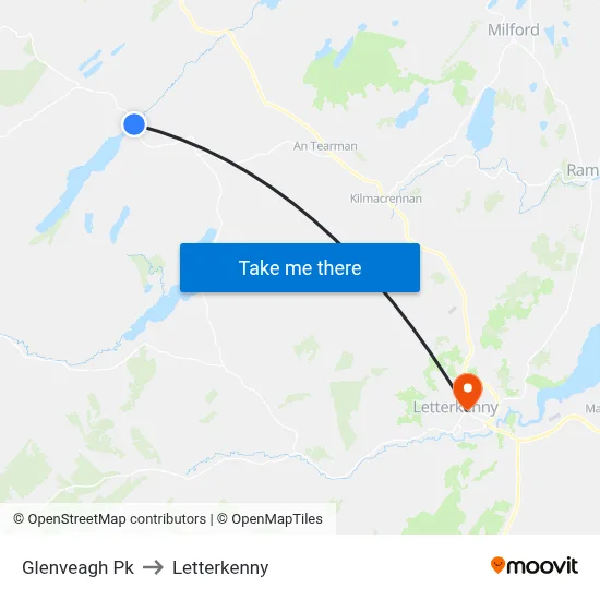 Glenveagh Pk to Letterkenny map