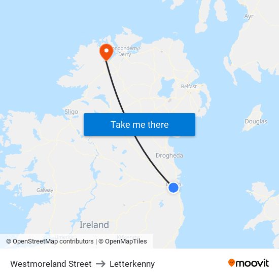 Westmoreland Street to Letterkenny map