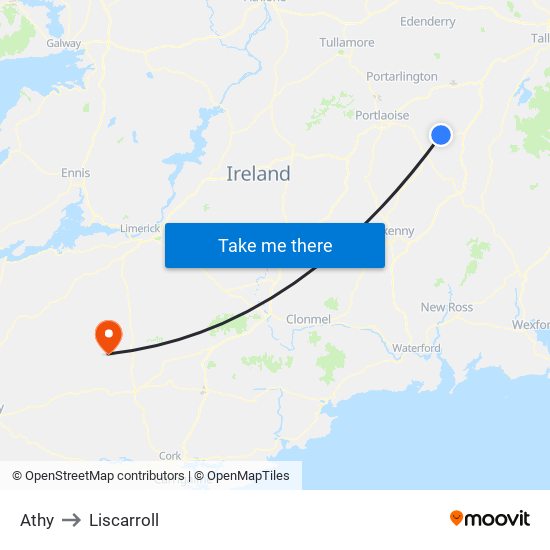 Athy to Liscarroll map
