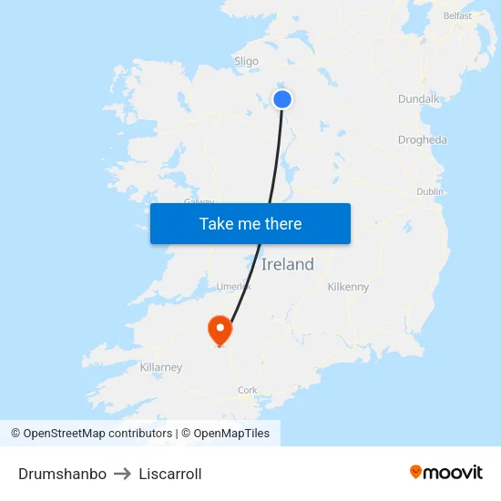 Drumshanbo to Liscarroll map