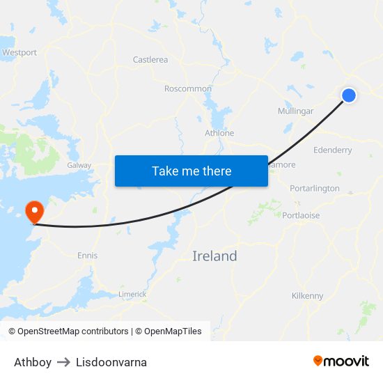 Athboy to Lisdoonvarna map