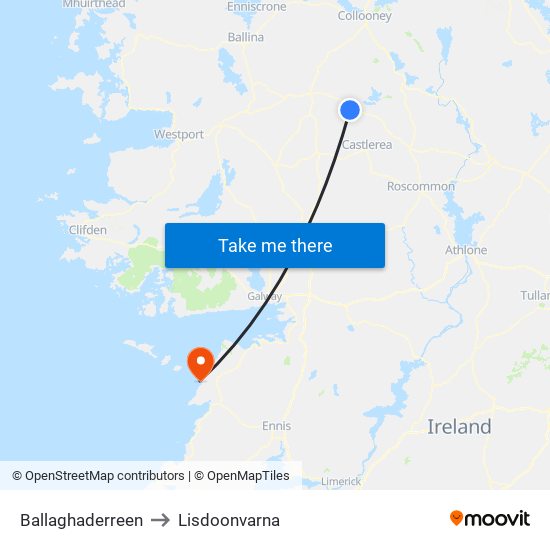 Ballaghaderreen to Lisdoonvarna map