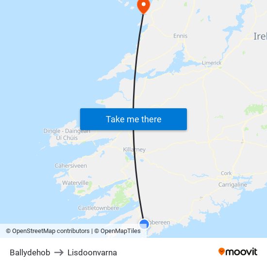 Ballydehob to Lisdoonvarna map