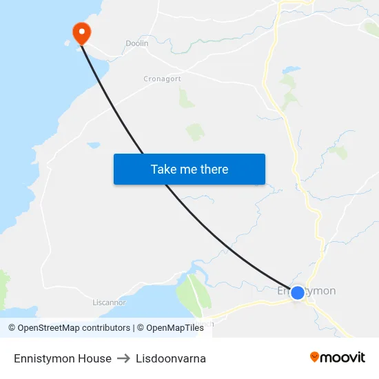 Ennistymon House to Lisdoonvarna map