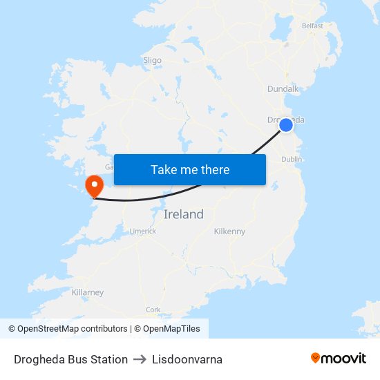 Drogheda Bus Station to Lisdoonvarna map