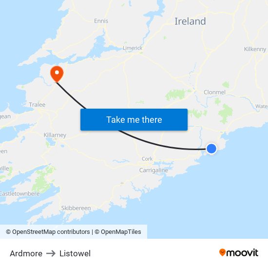 Ardmore to Listowel map