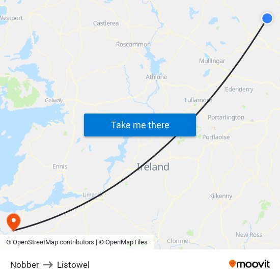 Nobber to Listowel map