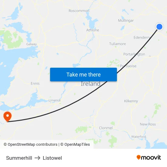 Summerhill to Listowel map